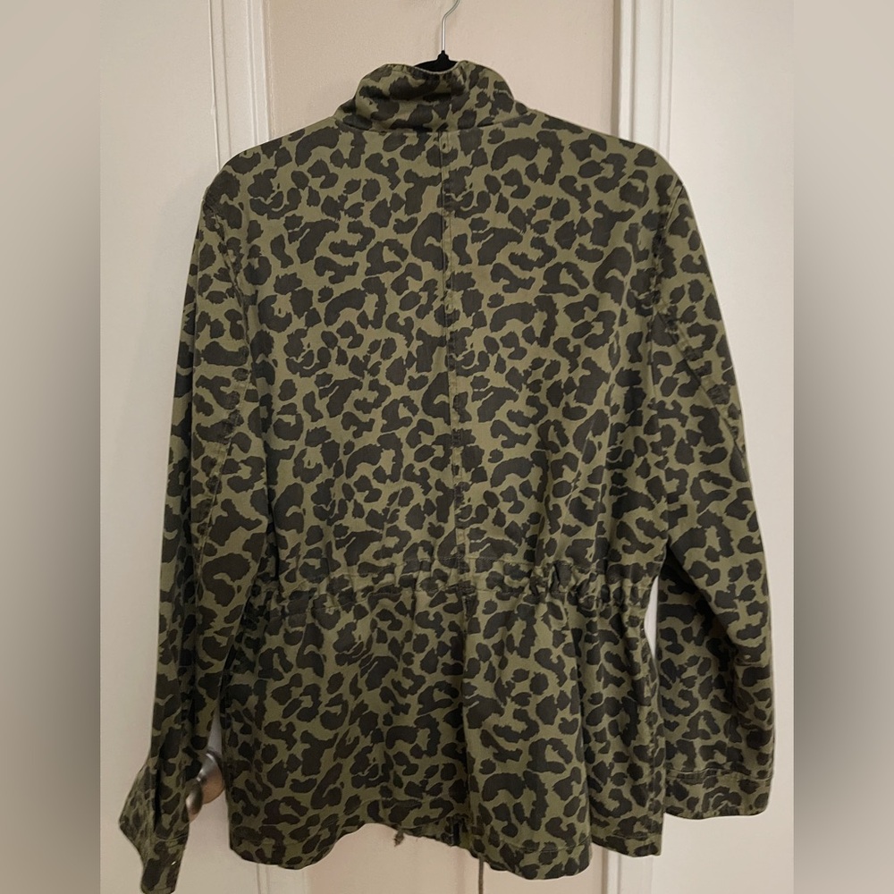 Sebby Olive Leopard Print Utility Jacket - Picture 4 of 6